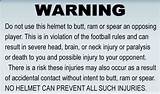 Images of Football Helmet Warning Sticker