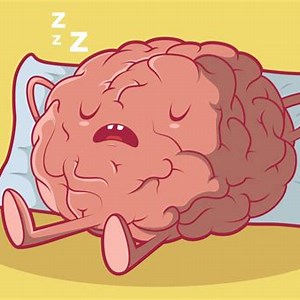 Anak tidur dengan ilustrasi otak