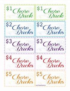 Printable Colorful Chore Bucks Chore Chart Kids Printable Chore