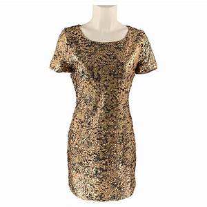  Zoe Size 2 Gold Polyester Sequined Dress For Sale At 1stdibs