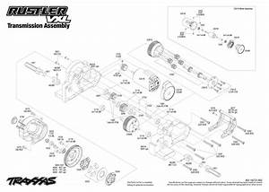 Rustler Vxl 37076 1 Transmission Assembly Exploded View Traxxas