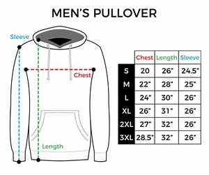 Size Chart Men 39 S Pullover Hoodie