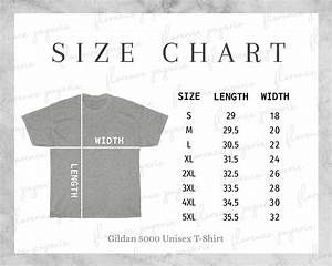 Gildan 5000 T Shirt Size Chart Unisex Heavy Cotton Tee Size Etsy In