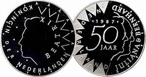 Coin Value Netherlands 50 Gulden Golden Wedding Anniversary Queen