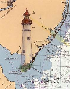 Cape May Lighthouse Nj Nautical Chart Map Art Cathy Peek Painting By