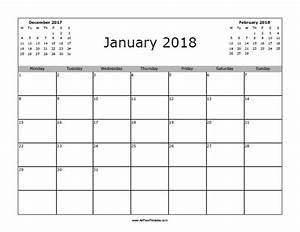 January 2018 Calendar Free Printable