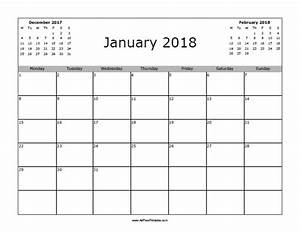 january 2018 calendar free printable