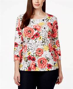  Scott Plus Size Three Quarter Sleeve Floral Print Top Only At
