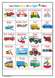Vehicles Chart With Pictures For Nursery Kids Learningprodigy Charts
