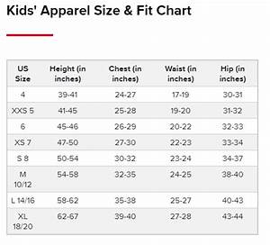 Kid 39 S Apparel Sizing Chart