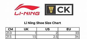 Li Ning Badminton Shoe Size Chart