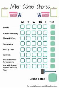 Free Printable After School Chore Chart For School Aged Kids Ad Free