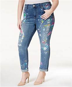  Mccarthy Seven7 Plus Size Paint Splattered Straight Leg Jeans