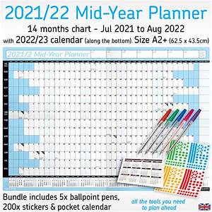 2021 2022 Mid Year Wall Planner Holiday Chart With Bundle Etsy
