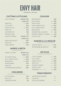 Price List Envy Hair And Beauty Studios