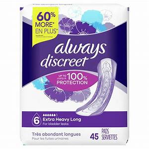 Always Discreet Extra Heavy Incontinence Pads Long Length 90 Ct