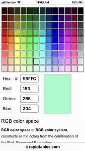 Rgb Color Codes Chart Rapidtables Com Printable Cards