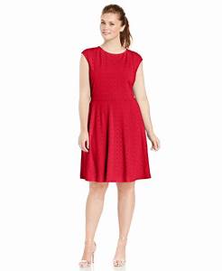 Lyst Spense Plus Size Perforated Pleated A Line Dress In Red