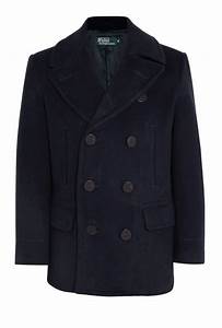 Polo Ralph Navy Melton College Pea Coat In Blue For Men Navy