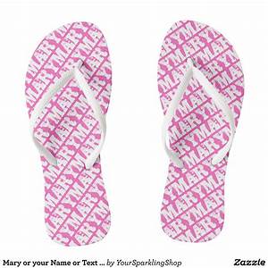 Mary Or Your Name Or Text Pink And White Flip Flops Durable 
