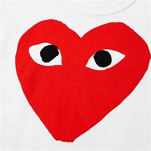 Comme Des Garcons Play Kids Red Heart Logo Tee White Red End