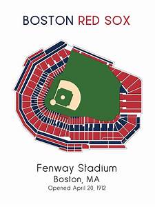 Boston Red Sox Ballpark Map Fenway Park Mlb Stadium Map Etsy