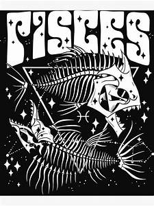 Quot Blackcraft Zodiac Sign Pisces Skull Sea Water Witch Sweatshirt Quot Poster