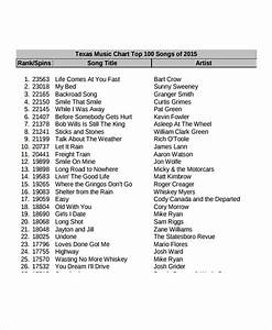 9 Music Chart Templates Sample Examples