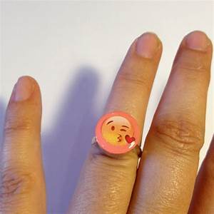 Mood Rings Emoji Wooden Rings Cute Handmade Rings