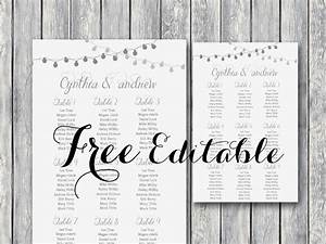 Free Night Light Wedding Chart Printable Bride Bows Seating Chart