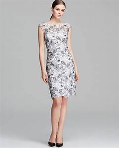 Lyst Ml Lhuillier Dress Cap Sleeve Illusion Contrast Lace In