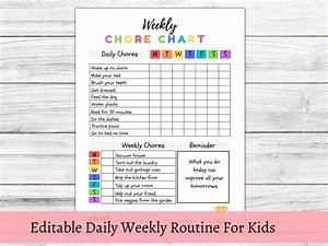 Buy Daily Routine Chart Chore Chart For Kids Editable Daily Routine