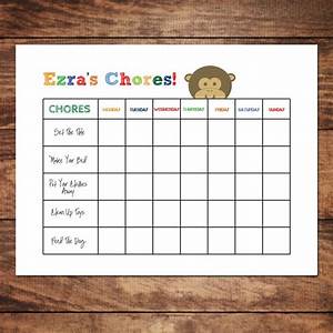 Items Similar To Printable Personalized Chore Chart Diy Customized