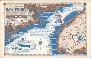 Across The Bay Of Fundy Maine To Nova Scotia Maps Postcard