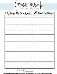 Free Printable Bill Chart Resume Samples