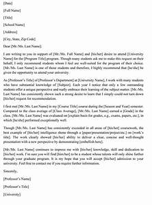 Letter Of Recommendation Examples For Graduate School