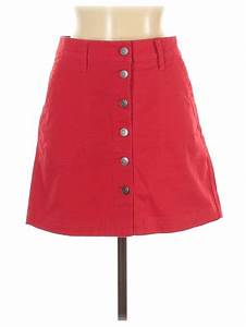 J Crew Mercantile Denim Skirt Red Solid Bottoms Size 6 Womens