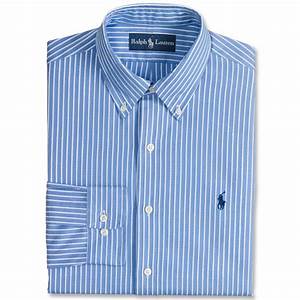 Ralph Polo Custom Fit Blue And White Stripe Dress Shirt In Blue