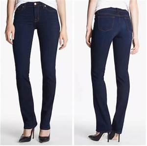 J Brand Women 39 S Sz 27 Straight Leg Dark Wash Dark Jeans Raw Hem Ebay