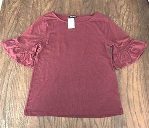 Burgundy Flutter Sleeve T Shirt Womens J Crew Mercantile Size Small New