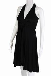  Turk Womens Sleeveless V Neck Silk Blend A Line Dress Black Size