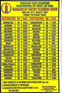 Travel And Food Tales Goa Dabolim Airport Taxi Fare And Distance Chart