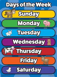 Amazon Com Days Of The Week Poster Chart Laminated Double Sided