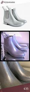 J Crew Factory Silver Glitter Chelsea Rain Boot Excellent Condition