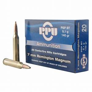 Ppu Standard Rifle 7mm Remington Magnum 140gr Pspbt Rifle Ammo 20