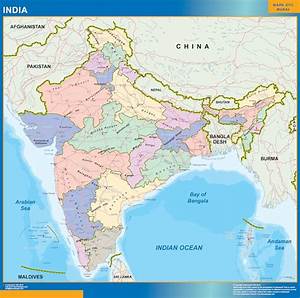Invalid Data India Political Map Wall Chart Size 40x28 Inch In Map
