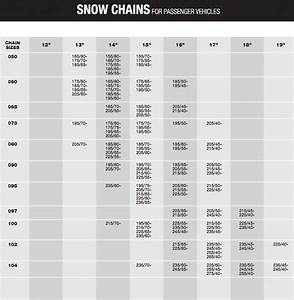 Quick Grip Snow Chains Size Chart