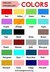 Color Names List Of Colors In English With Esl Picture My English Tutors