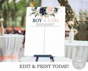 Boy Or Girl Chart Guess The Gender Sign Pink And Navy Blue Etsy Boy