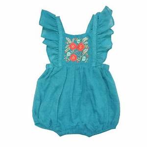  Catalou Catalou Baby Girls Turquoise Embroidered 